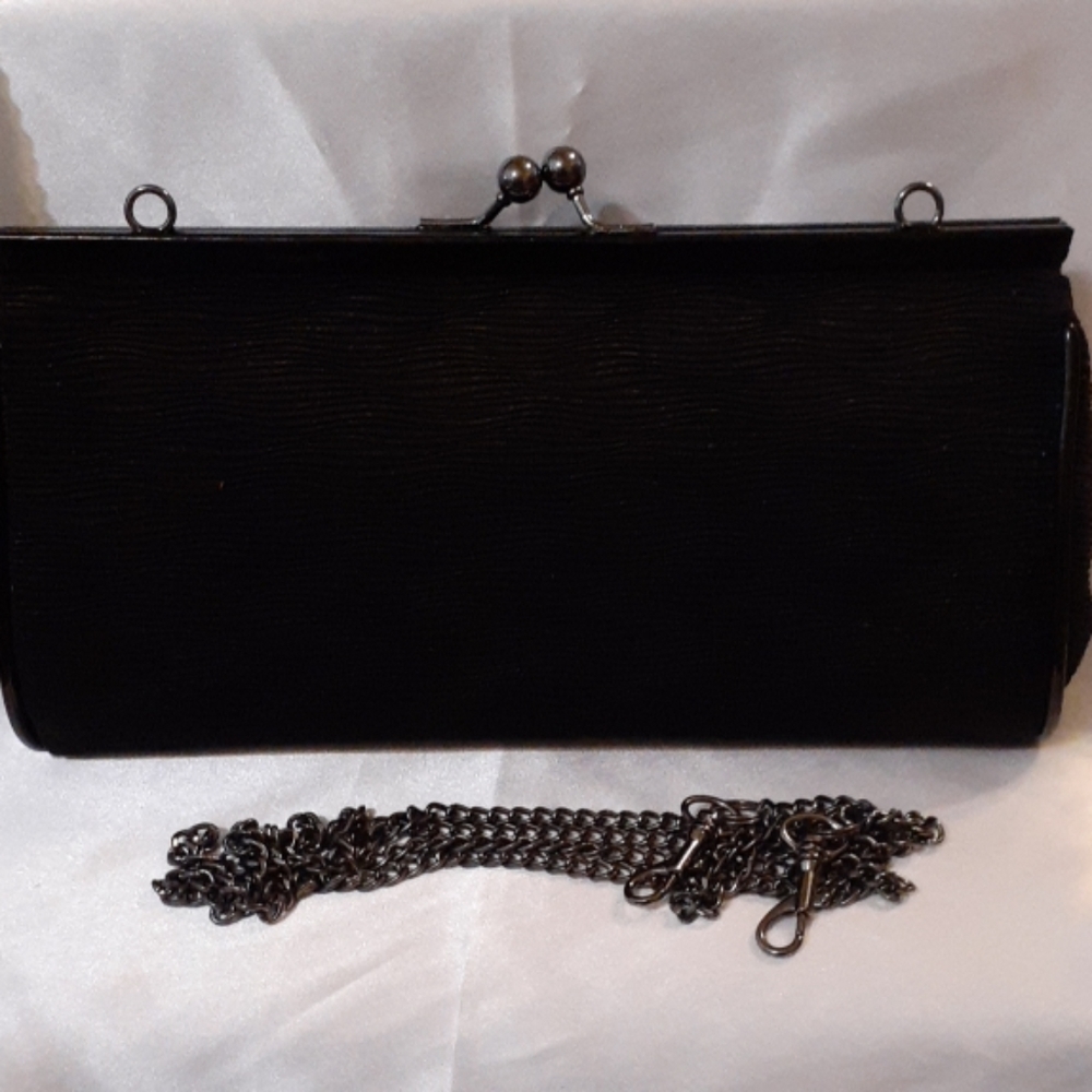J Rene Purse, in Black pleated fabric,  Gorgeous